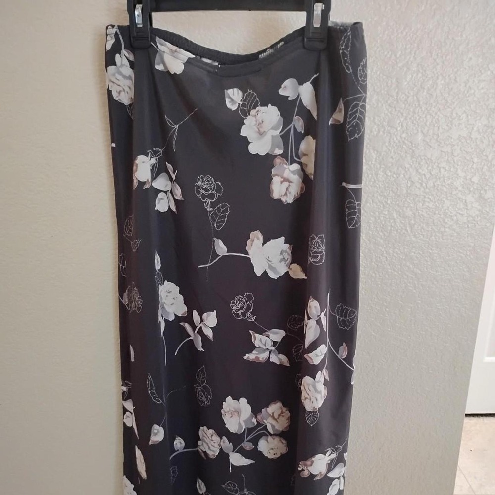 Vintage 90s Necessary Objects Black Floral Maxi Skirt L Authentic vintage